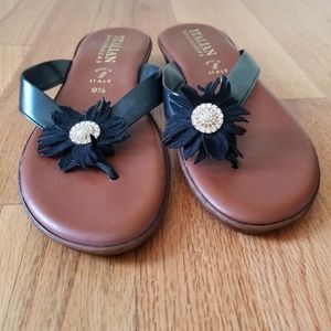 Italian Shoemaker Sandals with black and rhineston